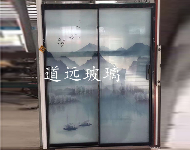 夾絲山水畫玻璃